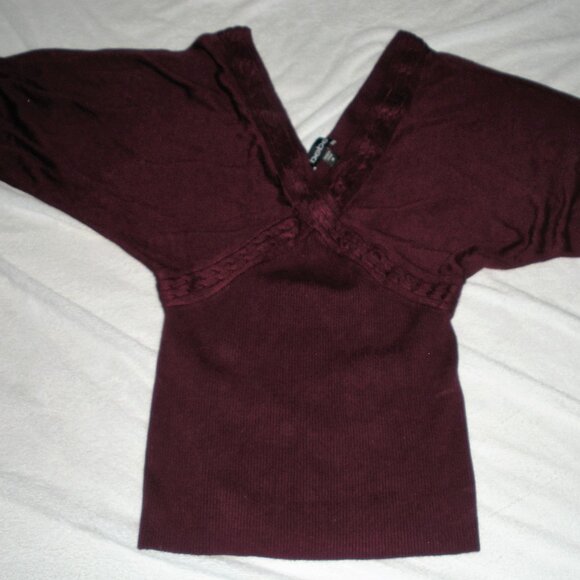 BEBE off the shoulder burgundy sweater SZ: M - Picture 1 of 3